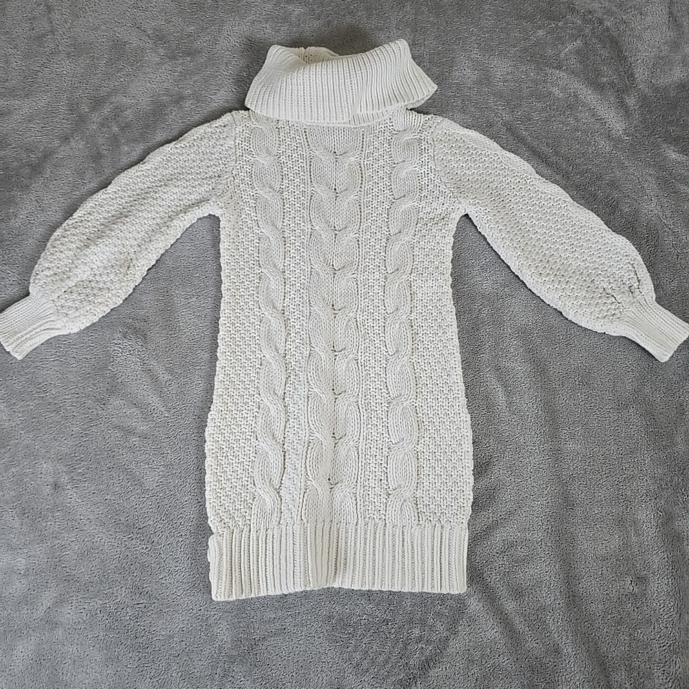 BabyGap Sweater Girls 4T Cream Cowl Neck Cable Knit Dress Cozy Winter Christmas
